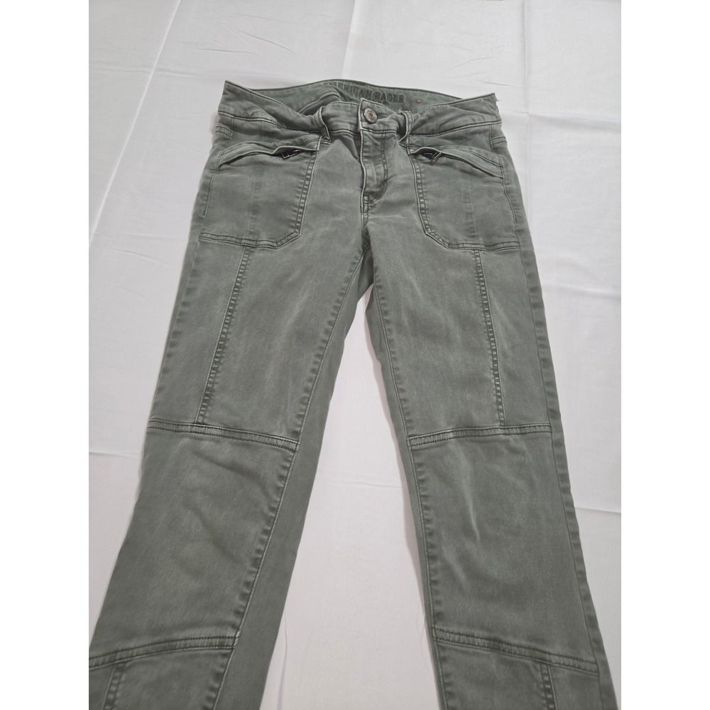 American Eagle Jeggings Size 2 Olive Green Moto Utility Skinny Pants
